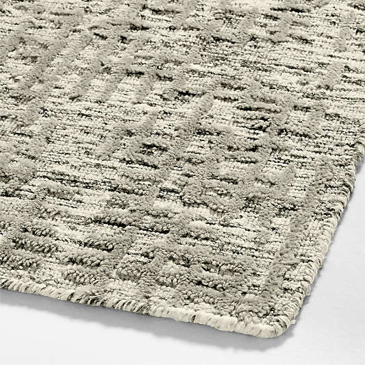 Montauban Wool-Blend Grid Grey Area Rug 6'x9'