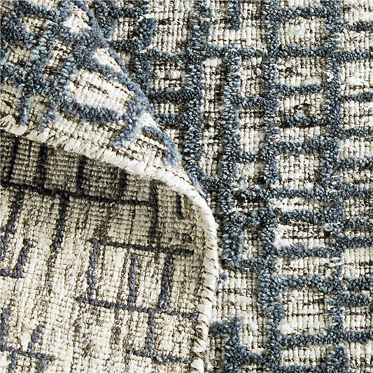 Montauban Wool Blend Handwoven Silver Blue Rug 12"x18" Swatch