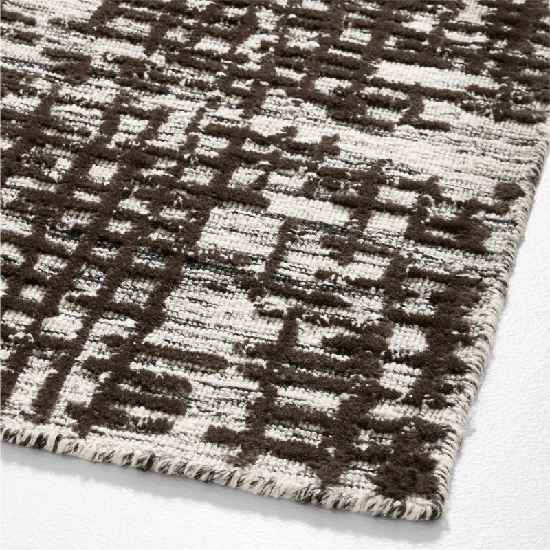 Montauban Wool Blend Grid Black and Espresso Brown Area Rug 8'x10' - image 4 of 5