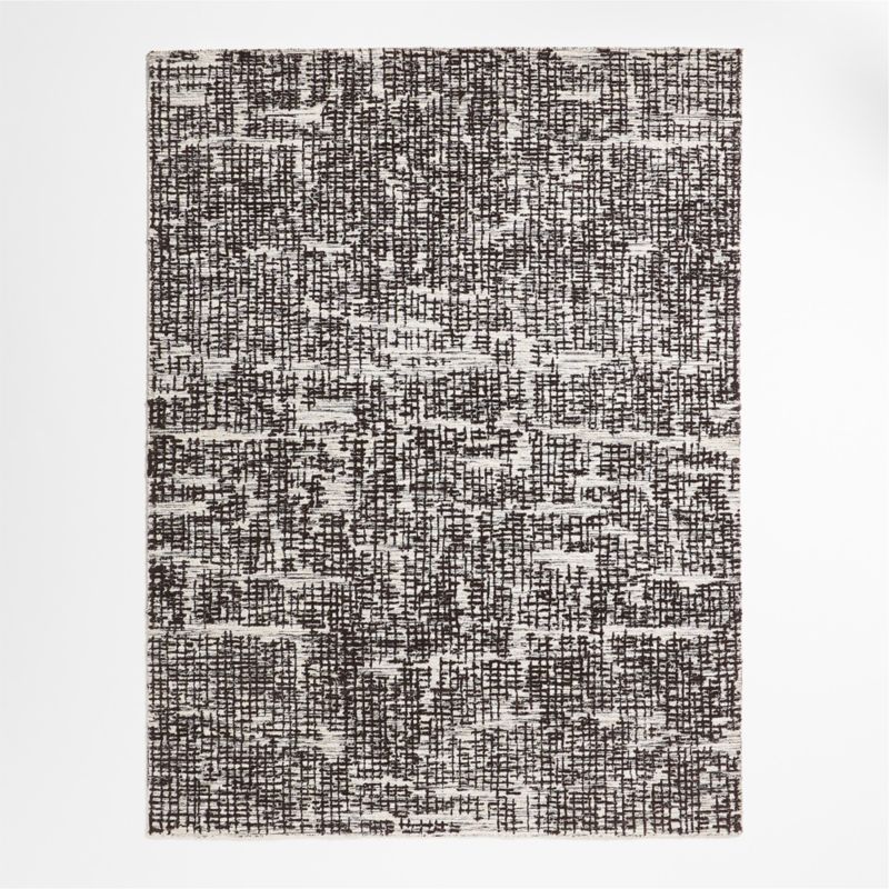 Montauban Wool Blend Grid Black and Espresso Brown Area Rug 8'x10' - image 2 of 5