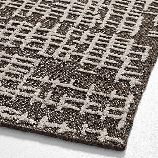 Montauban Wool Grid Espresso Brown Area Rug