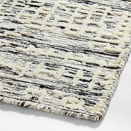 Montauban Wool-Blend Grid White Area Rug 9'x12'