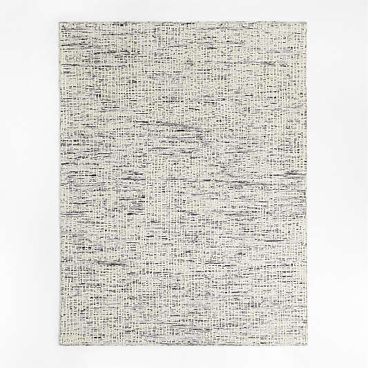 Montauban Wool-Blend Grid White Area Rug 6'x9'