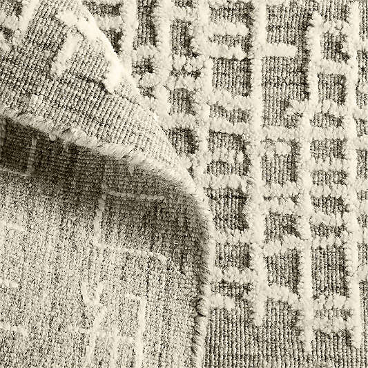 Montauban Wool Blend Handwoven White and Light Grey Area Rug 9'x12'