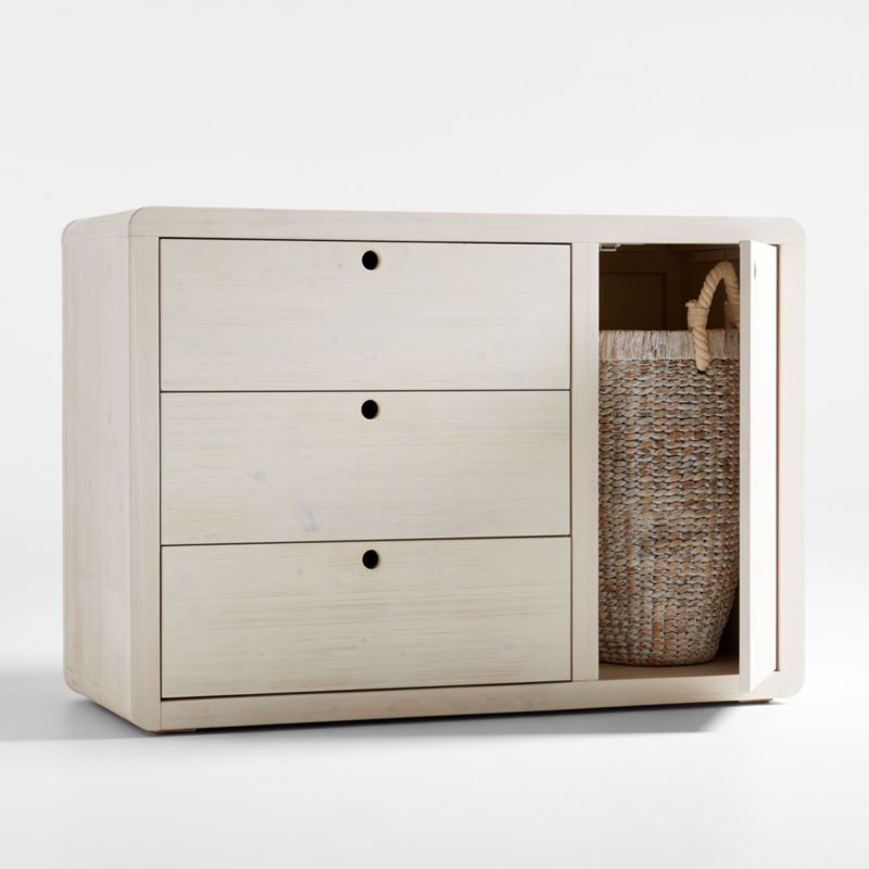 Montauk White Wood 3-Drawer Kids Dresser with Door by Leanne Ford - image 8 of 13