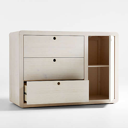 Montauk White Wood 3-Drawer Kids Dresser with Door by Leanne Ford