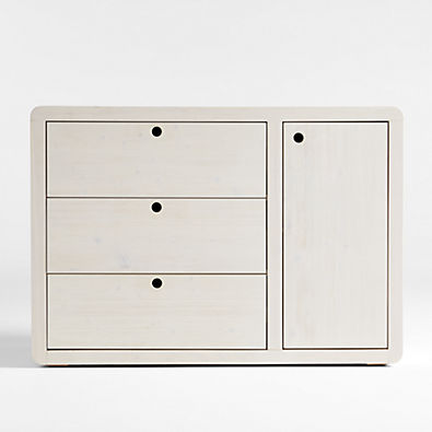 View Montauk White Wood 3-Drawer Kids Dresser with Door by Leanne Ford details