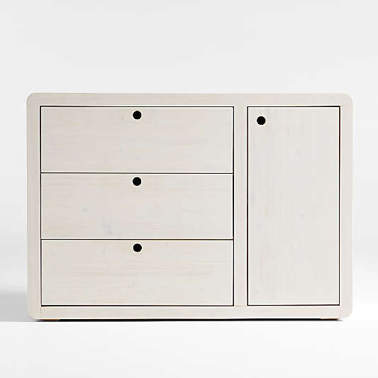 Montauk White Wood 3-Drawer Kids Dresser with Door by Leanne Ford