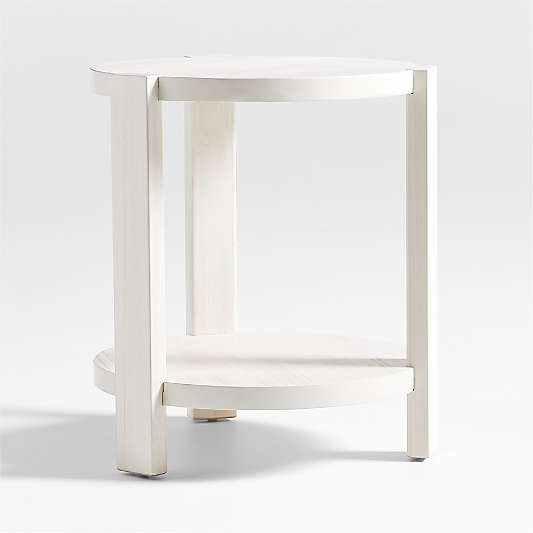 Montauk White Wood Round Nightstand by Leanne Ford