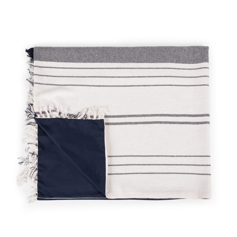 Montecito White & Blue Outdoor Picnic Blanket with Carrying Handles - image 2 of 4