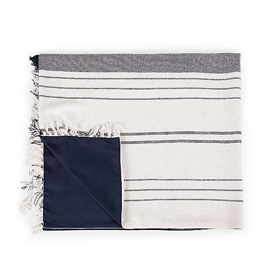 Montecito White & Blue Outdoor Picnic Blanket with Carrying Handles