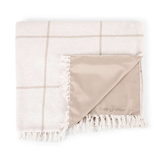Montecito White & Brown Outdoor Picnic Blanket with Carrying Handles