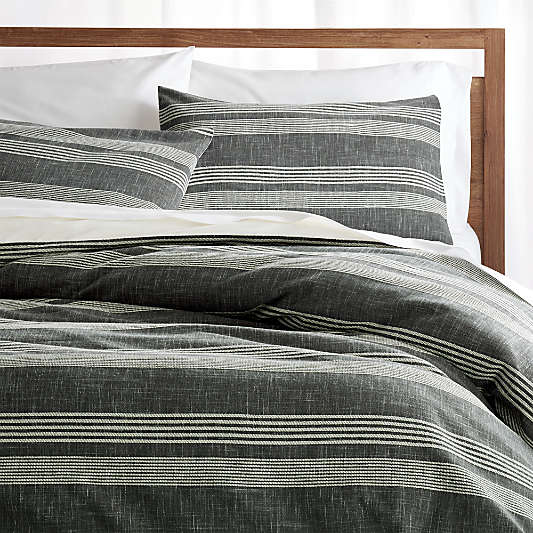 Monterey King Grey Striped Duvet Cover