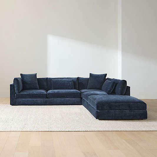 Monterey Deep Modular 3-Piece L-Shaped Sectional Sofa with Ottoman