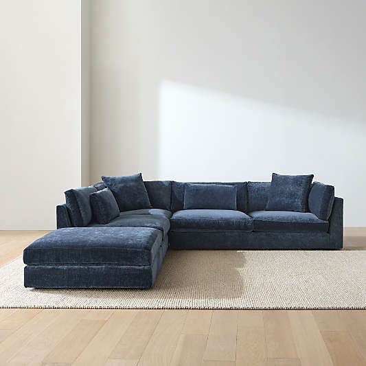 Monterey Deep Modular 3-Piece L-Shaped Sectional Sofa with Ottoman