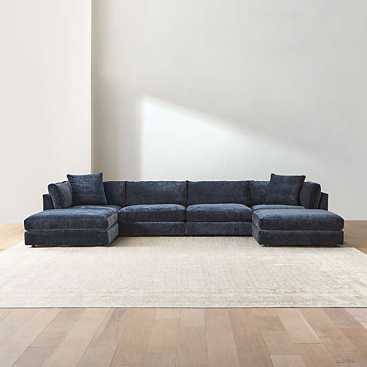Monterey Deep Modular 4-Piece U-Shaped Sectional Sofa with Double Ottoman