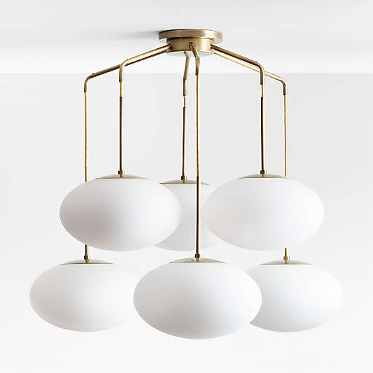 Moon Brass and Glass 6-Light Chandelier