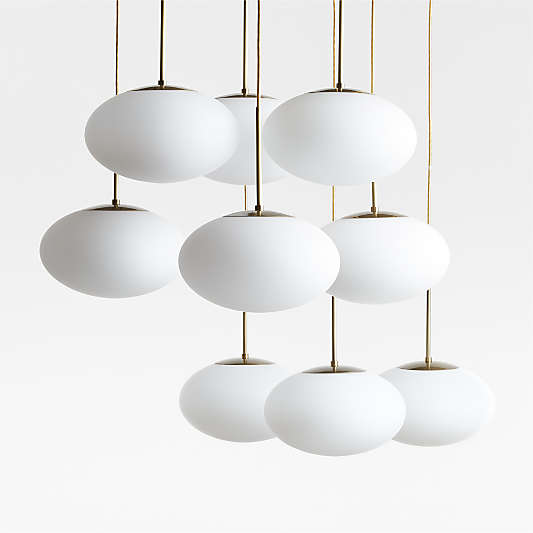 Moon Brass and Glass 6-Light Chandelier