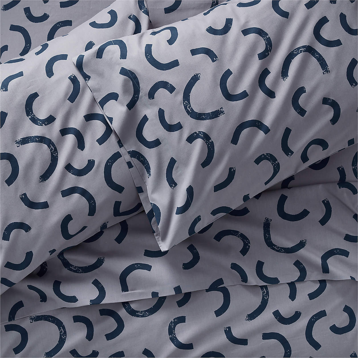 Modern Moonbeam Queen Organic Patterned Grey & Navy Kids Sheet Set + Reviews Crate & Kids