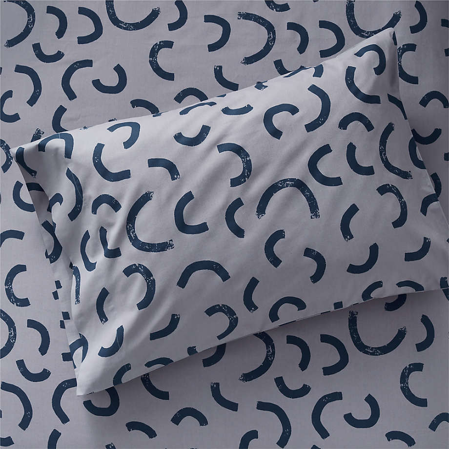 Moonbeam Organic Kids Twin Grey/Navy Patterned Sheet Set Crate & Kids