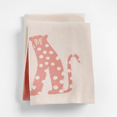 View Moremi Reversible Pink Cheetah Cashmere Blend Baby Stroller Blanket details