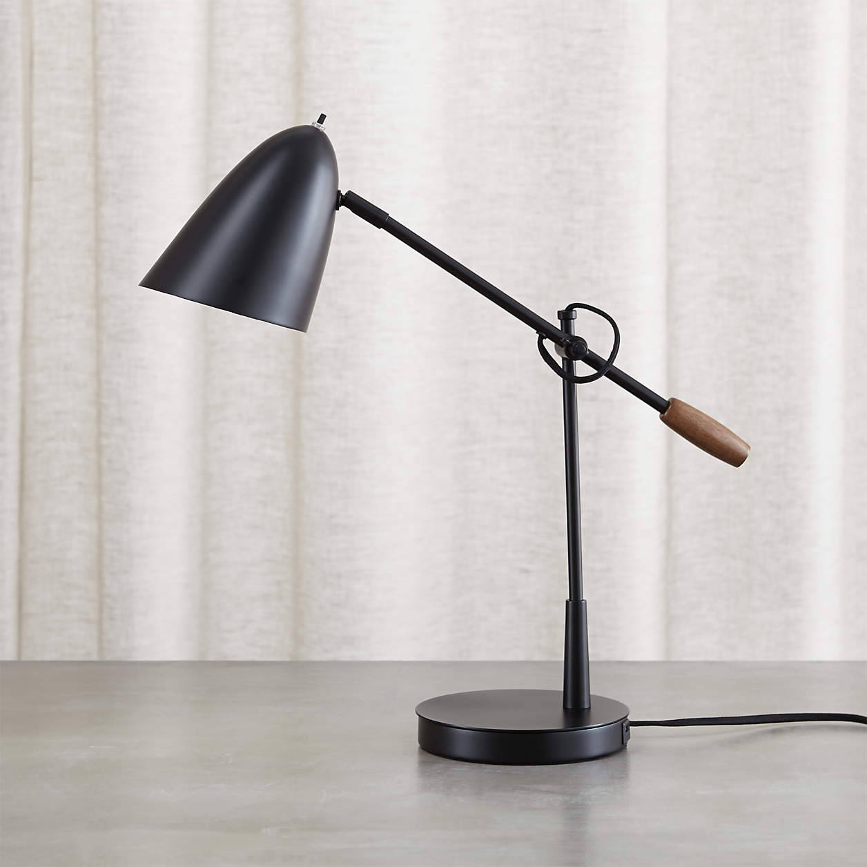 Black Metal Desk Lamp with USB Port + Reviews Crate & Barrel