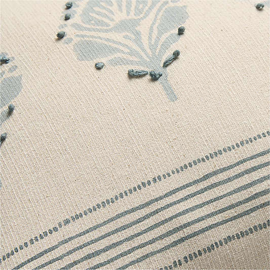 Morgan Organic Cotton 22"x15" Mist Blue Reversible Hand Printed Throw Pillow