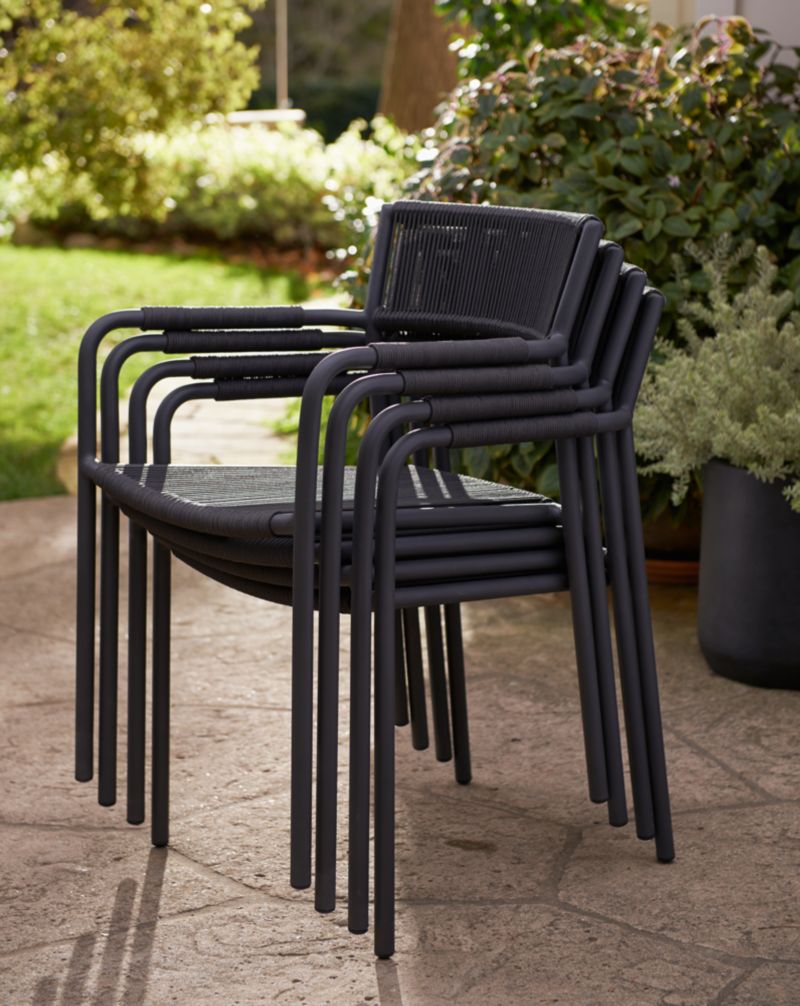 Morocco Graphite Stackable Outdoor Dining Chair with Arms