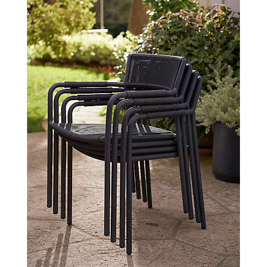 Morocco Graphite Stackable Outdoor Dining Chair with Arms