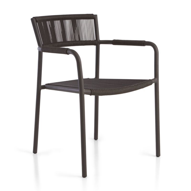 Morocco Graphite Stackable Outdoor Dining Chair with Arms