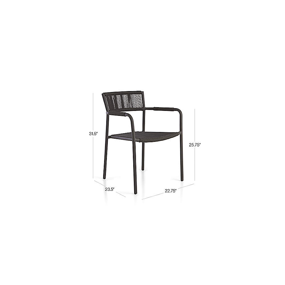 Morocco Graphite Outdoor Patio Stackable Dining Chair with Arms + 