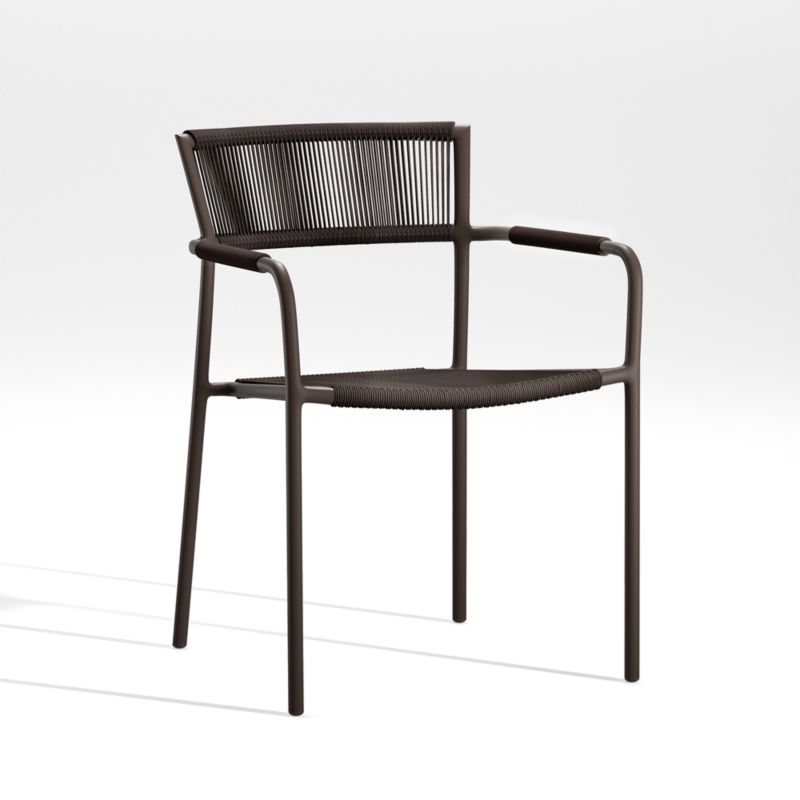 Morocco Graphite Stackable Outdoor Dining Chair with Arms