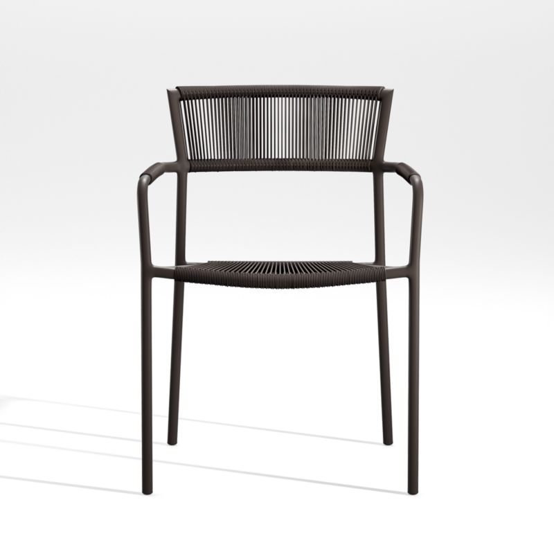 Morocco Graphite Stackable Outdoor Dining Chair with Arms