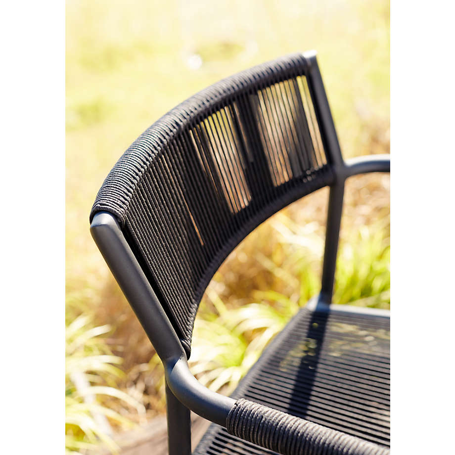 Morocco Graphite Outdoor Patio Stackable Dining Chair with Arms + 