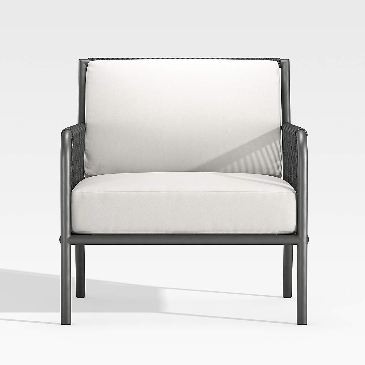Morocco Graphite Outdoor Patio Lounge Chair With White Sunbrella Cushion Reviews Crate And Barrel Morocco Graphite Outdoor Patio Lounge, White Outdoor Lounge Chair Cushions