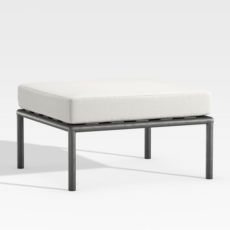 Morocco Graphite Outdoor Ottoman with White Sunbrella ® Cushion