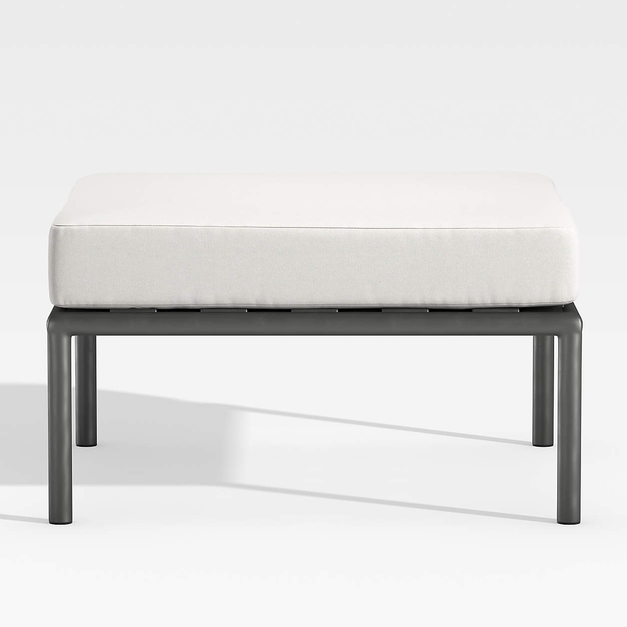 Morocco Graphite Outdoor Patio Ottoman with White Sunbrella Cushion