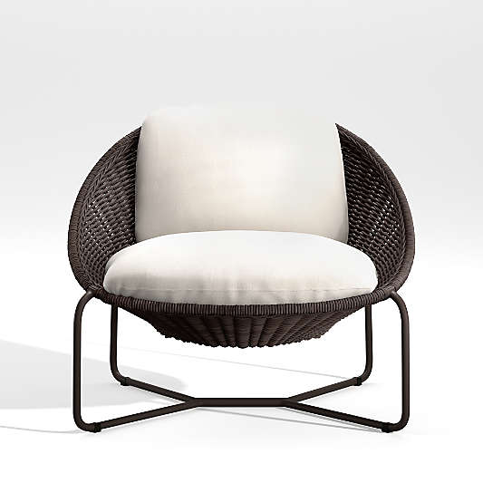 Morocco Graphite Oval Outdoor Lounge Chair with White Cushion