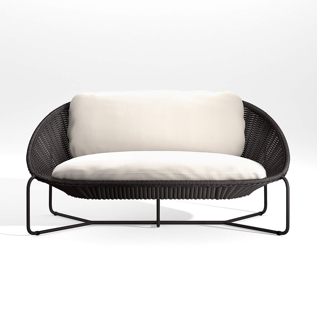 Morocco Graphite Oval Outdoor Patio Loveseat with White Cushion