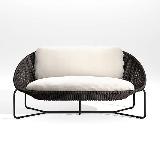 Morocco Graphite Oval Outdoor Loveseat with White Cushion