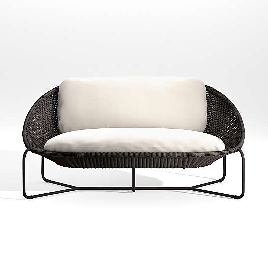 Morocco 62" Graphite Oval Outdoor Loveseat with White Cushion