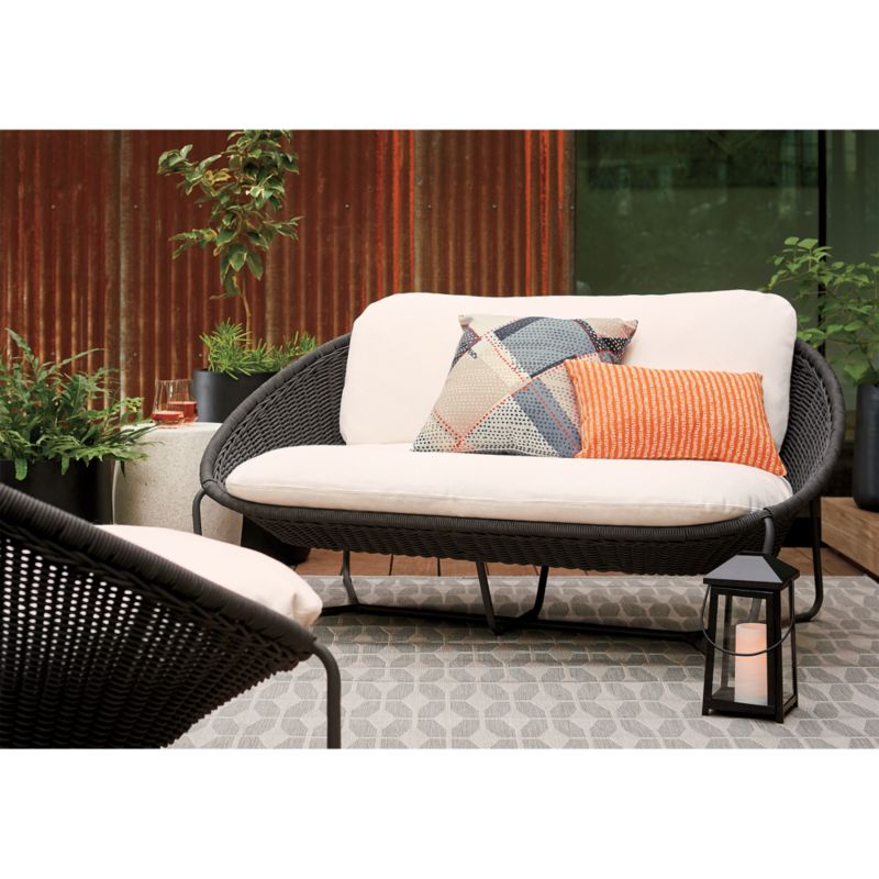 Morocco 62" Graphite Oval Outdoor Loveseat with White Cushion - image 5 of 17