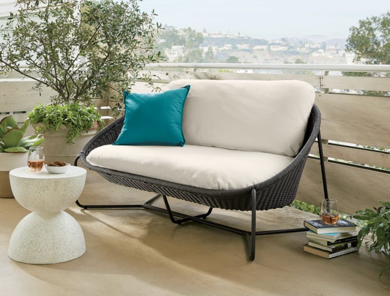 Morocco 62" Graphite Oval Outdoor Loveseat with White Cushion - image 6 of 17