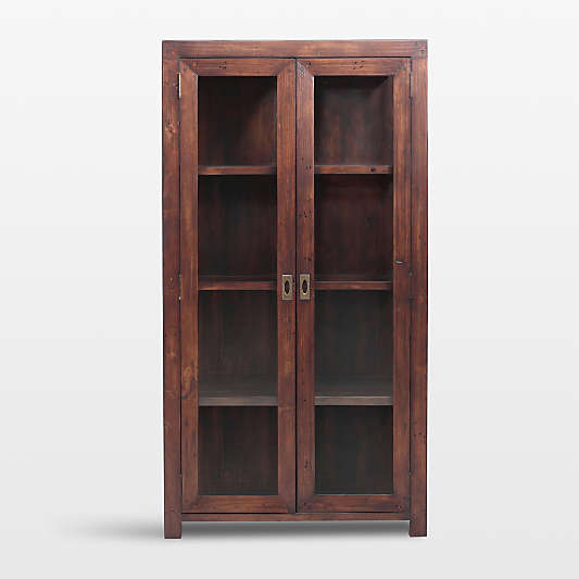 Morris 36" Chocolate Brown Wood and Glass Bookcase Cabinet