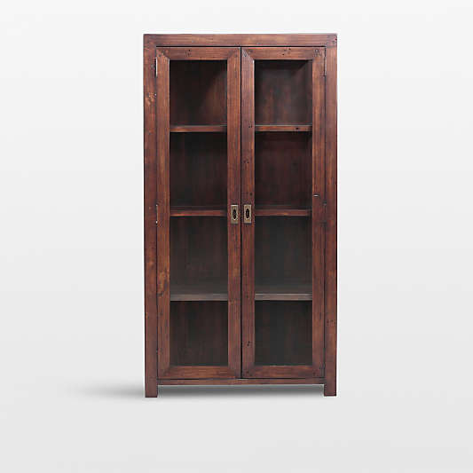 Morris 36" Chocolate Brown Wood and Glass Bookcase Cabinet