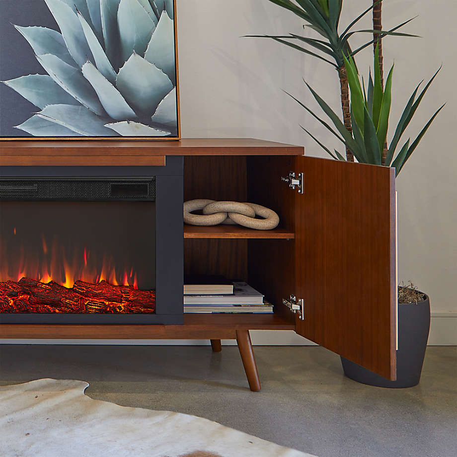 Mid century shop fireplace tv stand