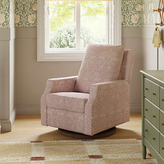 Morris & Co x Namesake Crewe Dusty Rose Floral Swivel Glider Power Recliner Nursery Chair
