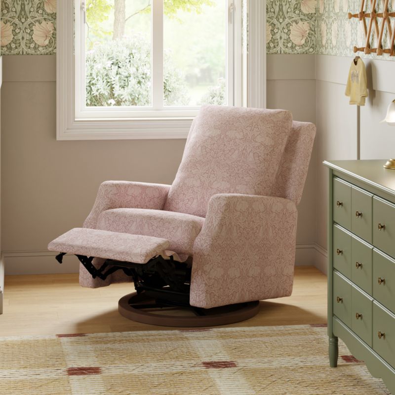 Morris & Co x Namesake Crewe Dusty Rose Floral Swivel Glider Power Recliner Nursery Chair - image 1 of 5