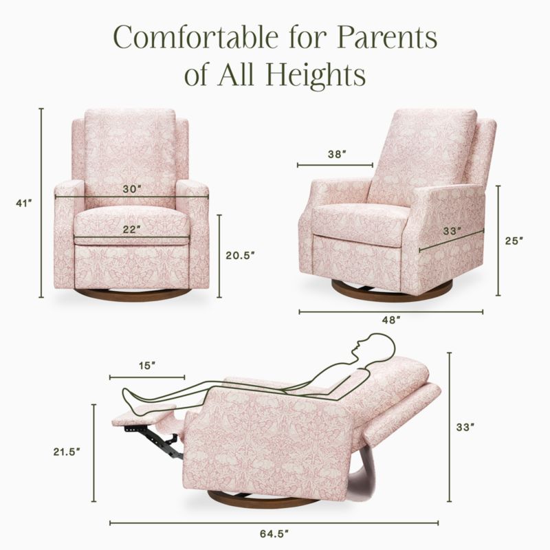 Morris & Co x Namesake Crewe Dusty Rose Floral Swivel Glider Power Recliner Nursery Chair - image 3 of 5