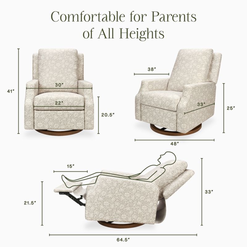 Morris & Co x Namesake Crewe Mallow Ash Floral Swivel Glider Power Recliner Nursery Chair - image 1 of 3